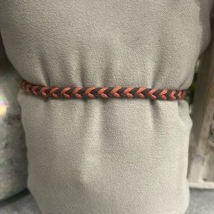 Madewell Coral and Gray Thread Woven Bracelet